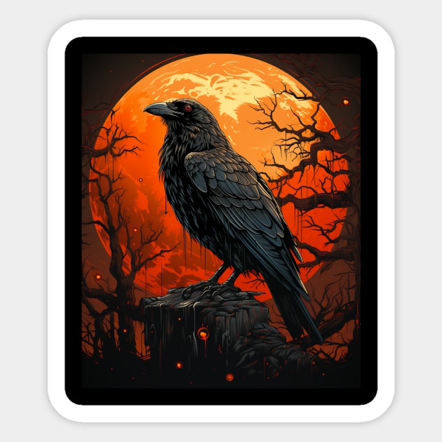 Red Moon Raven Black Crow Sticker by Spit in my face PODCAST